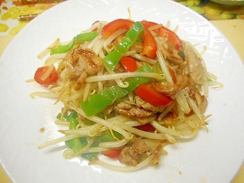 豚肉・パブリカ・もやしの焼き肉のたれ炒め